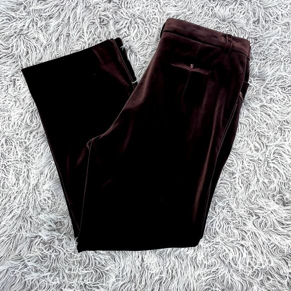 Vintage Velvet Pants Brown Straight Leg High Rise Sequins Women's XL 28" Inseam - Picture 4 of 8